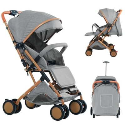 Image de OHMG poussette 2 en 1 pour bébé, poussette, 3 positions inclinées, ceinture à 5 points, position allongée, légère, imperméable, charge maximale 26 kg
