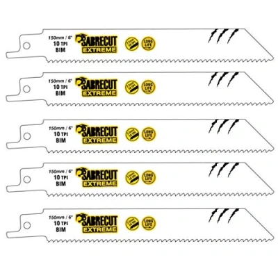 Image de 5 x SabreCut SCRS922HF_5 150 mm 10 TPI S922HF Coupe rapide du bois et métal Lames de scie sabre compatibles avec Bosch Dewalt Makita bien d&#039;autres