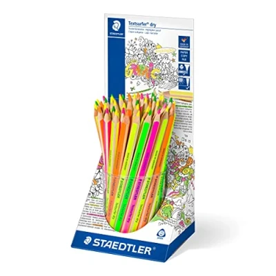 Image de STAEDTLER Textsurfer Dry 128 64 Présentoir 48 Crayons Surligneurs À Sec Triangulaires Gros Module Assortis