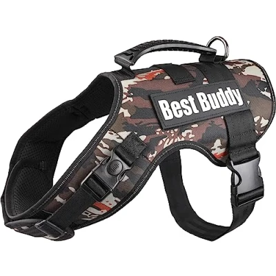 Image de Flamingo Best Buddy Harnais Chien Anti Traction, Arnet pour Réfléchissant et Réglable Rembourrage Doux Mesh Respirant Nylon 80 115cm XL Jungle Camouflage
