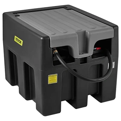 Image de VEVOR Réservoir Diesel Portable 220 L Cuve de Ravitaillement Noire avec Pompe Transfert 12 V Jauge Carburant Tuyau 4 m Buse Automatique pour Véhicules Appareils Agriculture Industrie