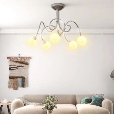 Image de Plafonnier avec abat jour ronds en verre pour 5 LED G9