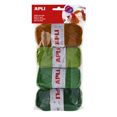 Image de Apli 946051 Pelote de fils à tricoter 4 unités 50g, tons verts