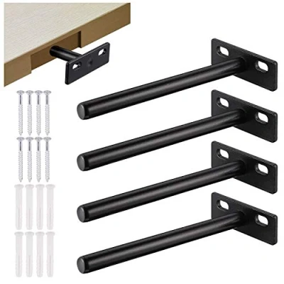 Image de JIZZU 4 Pièces Fixation Étagères Murale Invisible, Supports Flottante en Forme de T, Equerre Etagere Acier Inoxydable Fer Solide pour étagères Charge Lourds, Cuisine