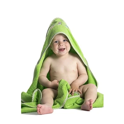 Image de ZOLLNER Serviette de bain à capuche, bébé, 100x100 cm, coton, vert