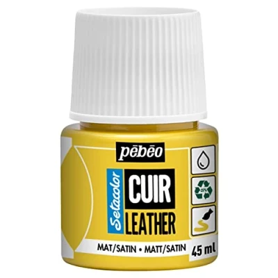 Image de PEBEO Setacolor Cuir Peinture Acrylique pour et Similicuir Personnalisation Sac, Chaussure, Sneaker Résistance rayures, pliures, frottements Finition Mate/Satinée Jaune Vif 45 ml