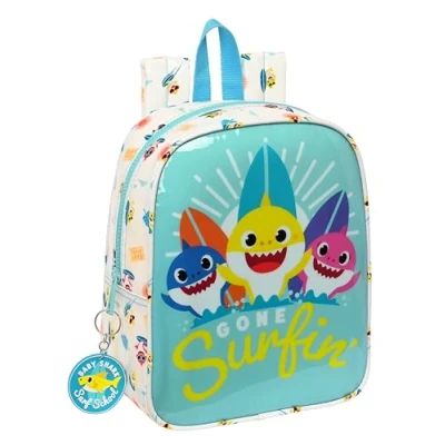 Image de BABY SHARK SURFING Sac à dos pour enfants de différents âges, pratique et polyvalent, 22 x 10 27 cm, Bleu blanc, bleu/blanc, Estándar, Décontracté