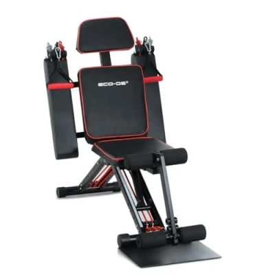 Image de ECODE® Banc Musculation Réglable, Entrainement de Tous Le Corps, Multifonction, pour développé couché, Extensions Dos et redressements Assis. Assis, Décliné ou Plat ,Total Gym 50 Exercices