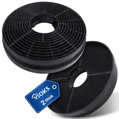 Image de VIOKS Lot de 2 filtres à charbon rechange pour hotte aspirante Respekta MIZ0058 MIZ 0058 PKM CF130 Candy 49040890 35602288 49040117 352C66 Filtre rond actif
