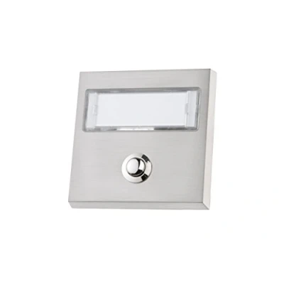 Image de HUBER bouton de sonnette en métal avec plaque nom extra large I laiton chromé éclairage LED