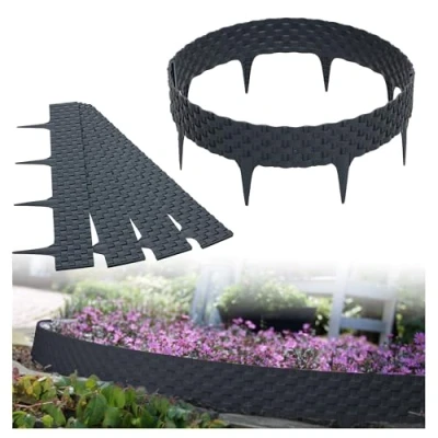 Image de GARDENIX 3,2m Bordure de Jardin Rebord Palisade pelouse Parterre Aspect Rattan Anthracite