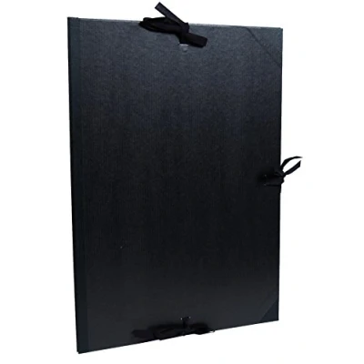 Image de Clairefontaine 38815C Un carton à dessin 3 rabats fermeture cordons 52x72 cm, Noir