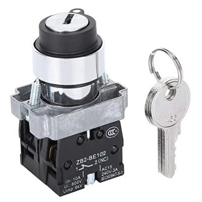 Image de Interrupteur à Clé 2 Positions Verrouillage d&#039;Alimentation Réinitialisation Auto Commutateur Rotatif Trou de Montage 22 mm avec 240V 3A
