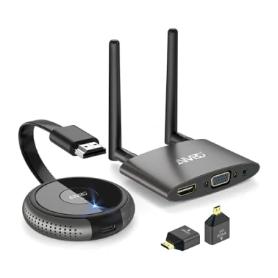Image de Émetteur et Récepteur HDMI sans Fil, 5G/4K Fil 164FT/50M, Prise en Charge Multilingue, Lecteur de Streaming Audio Vidéo, pour Laptop/PC/Camera vers HDTV/Projector/Monitor