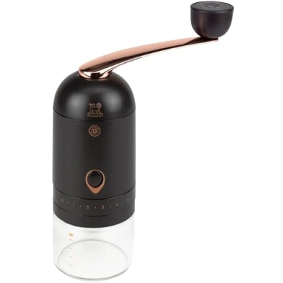 Image de Peugeot L&#039;Arbre à Café, Moulin café manuel, Réglage mouture U&#039;Select, Taille 20 cm, Matière : ABS/Verre borosilicate, 36706, Noir, Transparent