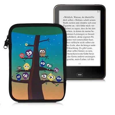 Image de kwmobile Housse de Protection pour Liseuse Étui 17 x 12 2 cm E Reader en Néoprène Multicolore Bleu Marron