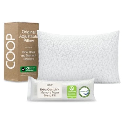 Image de Shredded Memory Foam Pillow with Bamboo Cover by Coop Home Goods Made in the USA QUEEN