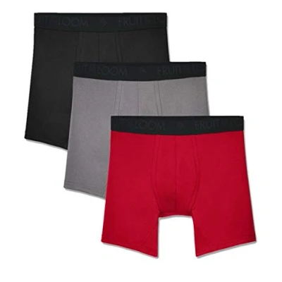 Image de Fruit of the Loom Men&#039;s 3 Pack Breathable Lightweight Micromesh Boxer Brief, Micro Mesh Assorted, X Large