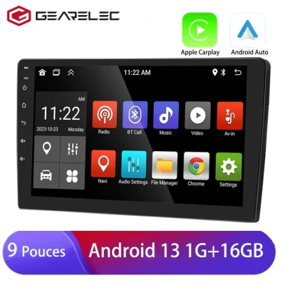 Image de GEARELEC Autoradio 9 pouces Android13 avec Carplay Android Auto Bluetooth WiFi GPS Navigation RDS AUX ASP 1+16GB