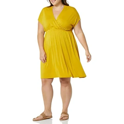 Image de Amazon Essentials Robe Tunique (Grandes Tailles Disponibles) Femme, Jaune Foncé Doré, S