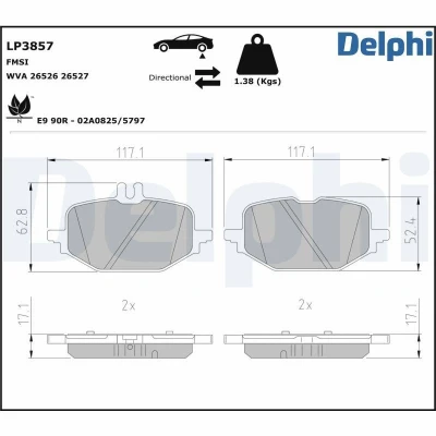 Image de Kit de plaquettes frein, frein à disque DELPHI LP3857