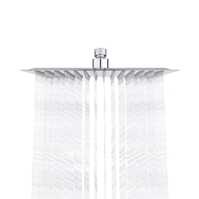 Image de Ibergrif Tete de Douche Inox Economie d&#039;Eau, Pommeau Carré 25CM, Pluie Universelle Filetage 1/2 Pouce, Rotatif 360, Inclinable 30, Facile à Installer et Nettoyer