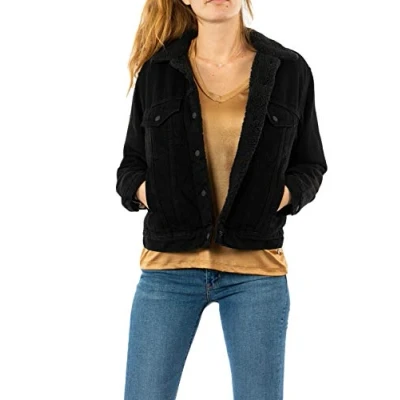 Image de Levi&#039;s Sherpa Trucker Veste en jean, Femme, Taille: Medium, Forever black