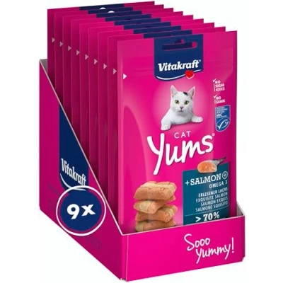 Image de VITAKRAFT Cat Yums Friandises Chat Moelleuses Au Saumon Alimentation Pour Lot De 9 Sachets Fraîcheur 40 g