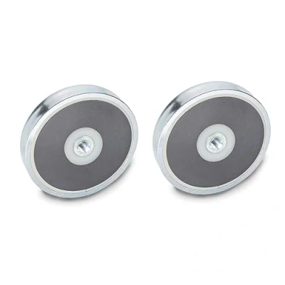 Image de Ganter la norme Éléments Aimants de Fixation Avec Filetage intérieur GN 50.4 Aimant plastique rigide ferrite, argent, HF 50 M8
