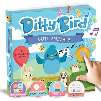 Image de Ditty Bird Livre Musical Animaux: Tactile, Écoute réaliste Interactif, Sensoriel pour 1 3 Ans Sonore, Musique Amoureux des Animaux Jouets Robustes, Comptine Bébés