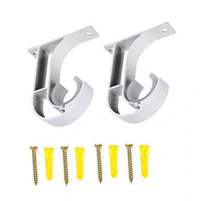 Image de 2pcs Support Tringle Rideaux Plafond Blanc Penderie pour Garde Robe Tube Supports de en Forme U, Convient aux tringles à d&#039;un diamètre 28mm