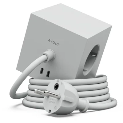 Image de Avolt Multiprise Cube USB C Les Premières Multiprises Design au Monde 3 Prises électriques et 2 Ports Pied Magnétique Adhérant Presque Partout (Gris, 1.8m)
