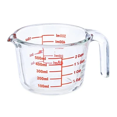 Image de Relaxdays Verre mesureur, 500 ML, résistant à la Chaleur, pour Micro Ondes, gradué oz, Cups américaines, Transparent 9 x 13 17,5 cm