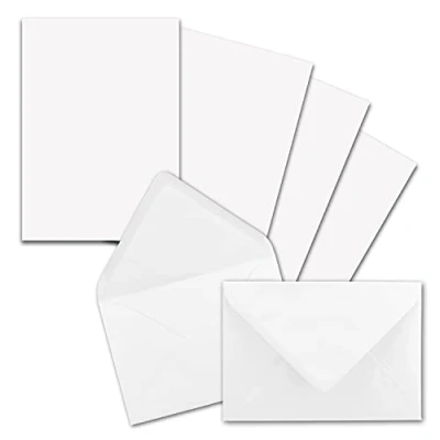 Image de Lot de 50 feuilles Papier à lettre DIN A5 avec enveloppes C6, fermeture par humidification Blanc éclatant mat FarbenFroh by Gustav Neuser