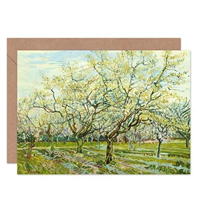 Image de Artery8 Vincent Van Gogh The White Orchard Fine Art Greeting Card Plus Envelope Blank Inside