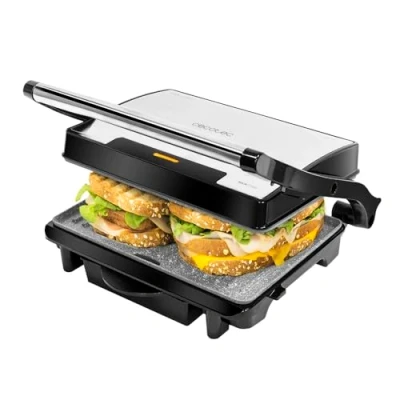 Image de Cecotec Grill électrique 750 Full Open .Revêtement en pierre RockStone, antiadhésif maximum et meilleur nettoyage, ouverture à 180 C, poignée froide (1500 W)