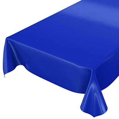 Image de Anro Nappe en Toile cirée lavable, uni, brillant, cirée, bleu foncé, Schnittkante 240 x 140cm