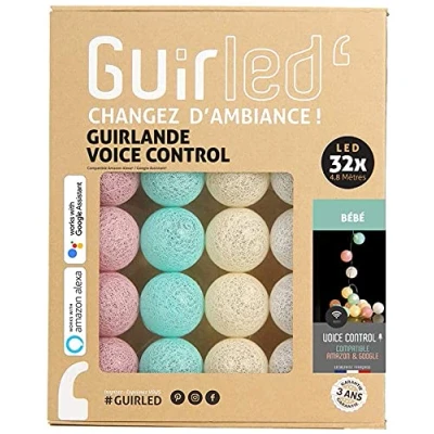 Image de GuirLED Guirlande lumineuse boules coton LED USB Commande Vocale Amazon Alexa &amp; Google Assistant Programmable à l&#039;infini Adaptateur secteur 2xUSB inclus 32 3.2m Bébé