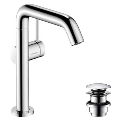 Image de hansgrohe Tecturis S Fine Mitigeur de lavabo avec vidage Push Open, économie d&#039;énergie (CoolStart), Robinet salle bain hauteur sous bec 210mm, d&#039;eau (EcoSmart+), Chromé, 73360000
