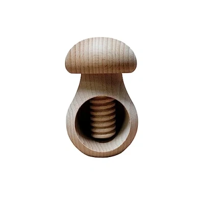 Image de Casse noix en Bois de hêtre naturel forme champignon Très solide Cadeau Noël idéal brut Non peint