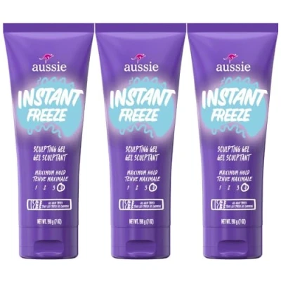 Image de Aussie Instant Freeze Sculpting Maximum Hold Hair Gel à l&#039;huile de jojoba, au calice mer et l&#039;aloe australien, 7 oz (lot 3)