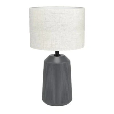 Image de Eglo Lampe de table Capalbio, lumière chevet avec abat jour en tissu, luminaire à poser pour salon et chambre, céramique gris tissu beige, douille E27