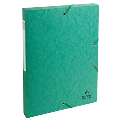 Image de Exacompta Réf. 50303E 1 boite de classement avec élastiques Exabox en carte lustrée 600g/m2 Dos 2,5 cm dimensions 25 x 33 pour documents A4 couleur vert livrée montée