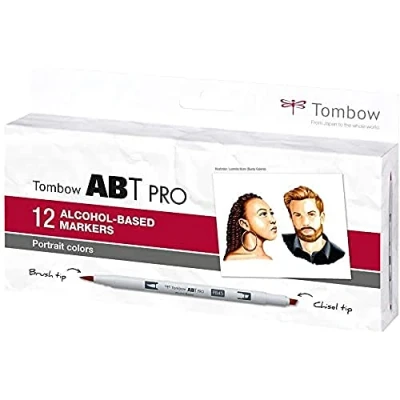 Image de Tombow ABTP 12P 6, Marqueur à base d&#039;alcool ABT PRO avec deux pointes, Couleurs : portrait, 12pcs