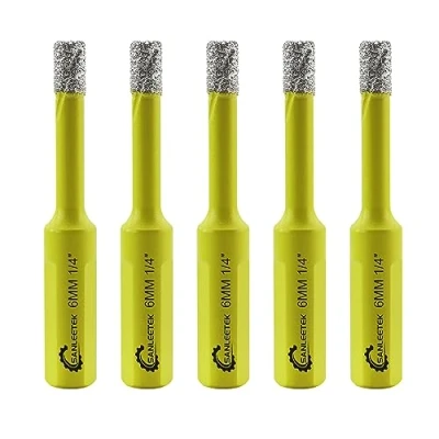 Image de Foret Diamant Sec Set 5 pièces 6mm SANLEETEK Trépan avec Tige Triangulaire pour Céramique Porcelaine Granit Marbre Quartz Grès