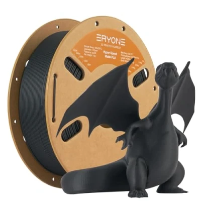 Image de ERYONE High Speed Matte Filament PLA 1.75mm +/ 0.03mm, 3D Printing Pro Fit Most FDM Printer, 1kg / Spool, Black