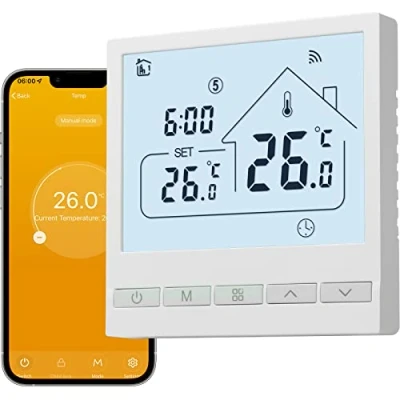 Image de Beok Tuya Thermostat Connecté Chaudiere Gaz,Thermostat Programmable Intelligent Compatible avec Alexa et Google Home Commande Vocale Contrôle à Distance 3A TOL47WIFI