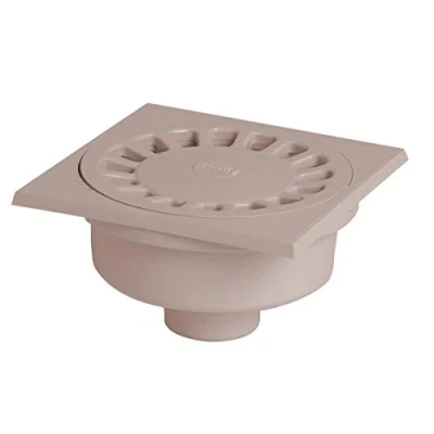 Image de siphon de cour 150 x mm a emboîture extérieure sortie verticale nicoll sc504g gris clair