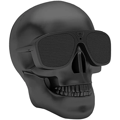 Image de Haut parleur Sans fil, Possec Bluetooth Skull Stereo parleurs portatifs Support AUX Noir