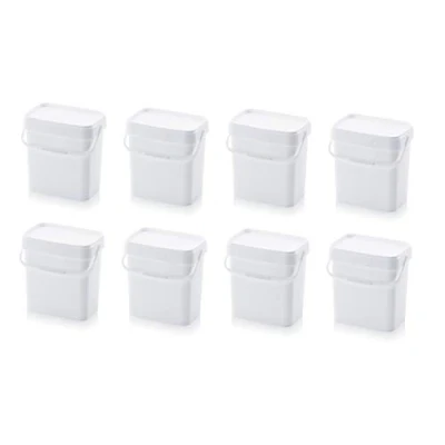 Image de 8X Eimer 10,3l rechteckig * 10l lebensmittelecht stapelbar Kunststoffeimer 10 Liter weiß 10Liter